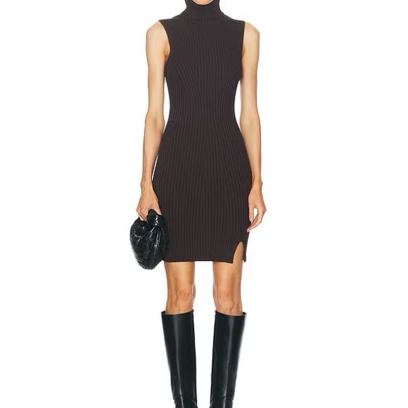 STAUD Dresses & Skirts - STAUD Black Sleeveless Mock Neck Ribbed Mini Dress